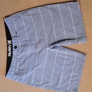 Hurley Mens Short Blue W/ White  Pin Stripe Across The Shorts 8" Inseam, Sz 30